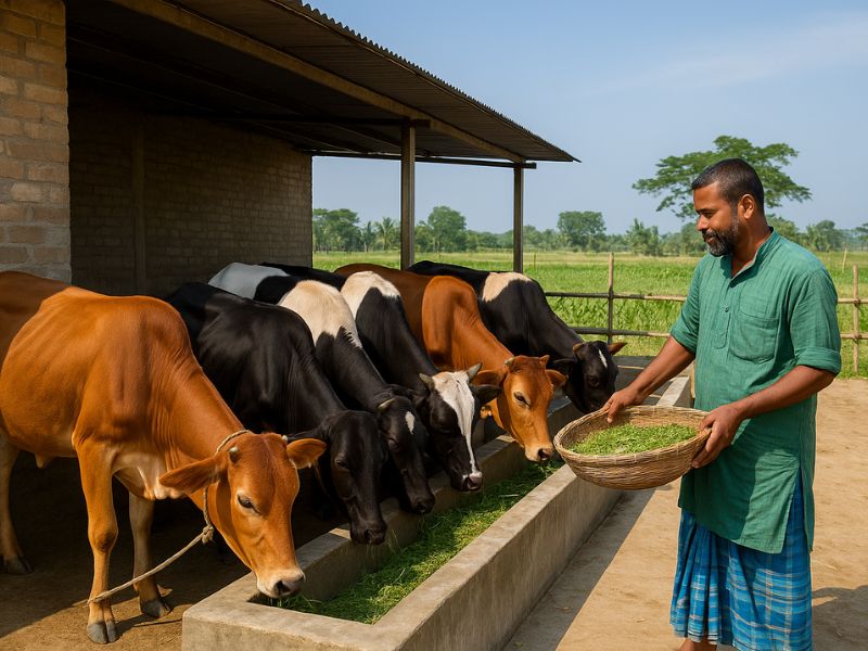 গবাদি পশু খামার সম্প্রসারণ ও বাজার প্রস্তুতির দৃশ্য