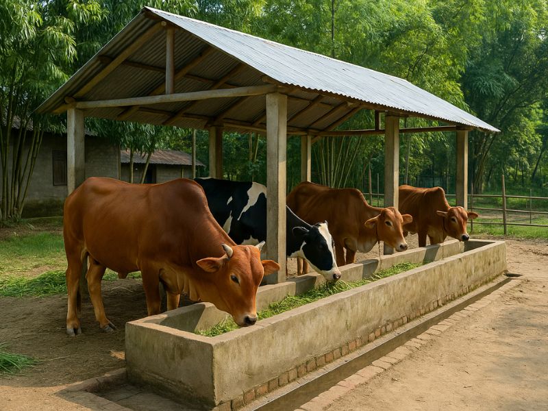 গরু পালন খামার – গ্রামে গরু পালনের পরিবেশ
